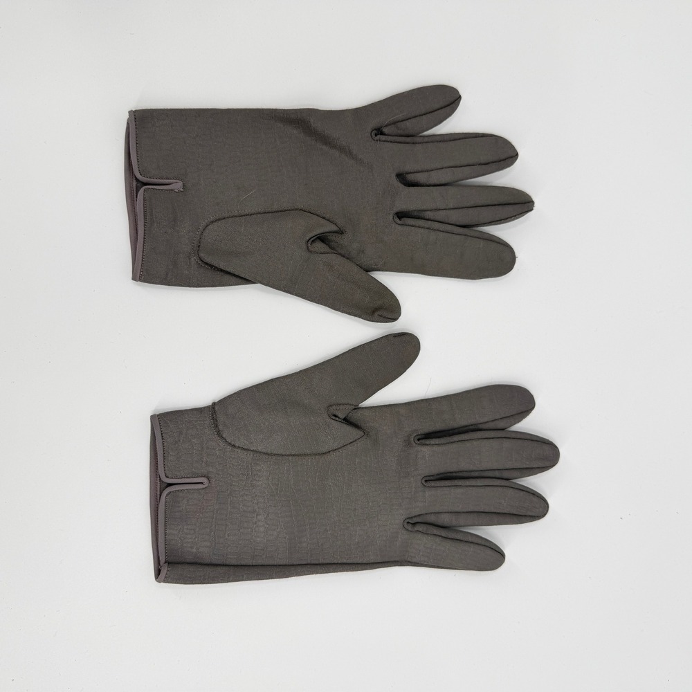 Hansen Gloves Textured Stretch 90s Vintage Women Size 8 Brown Formal Dress Tea